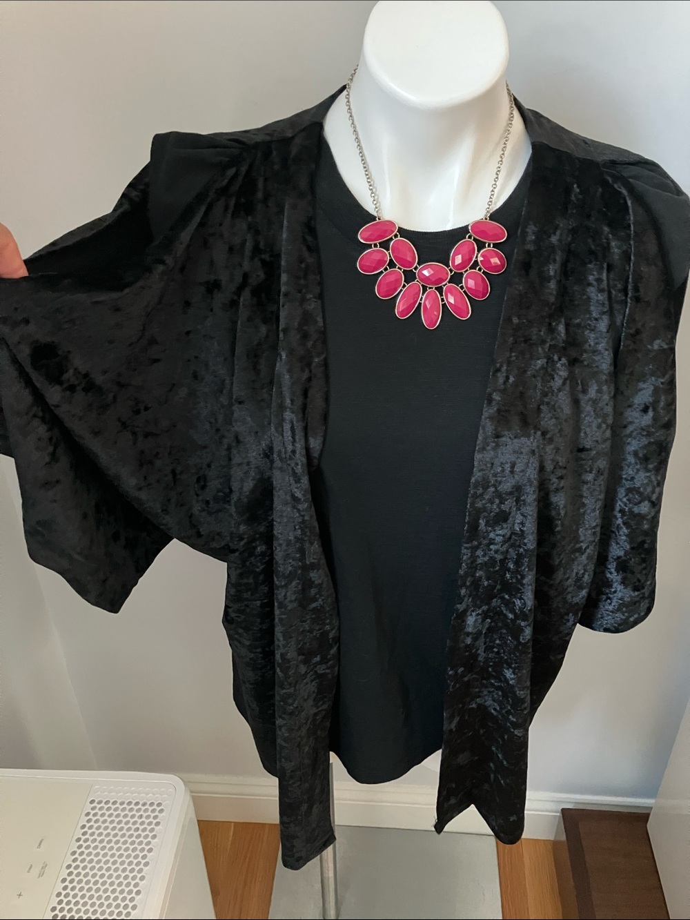 Black Velvet Open-Front Women's Sweater